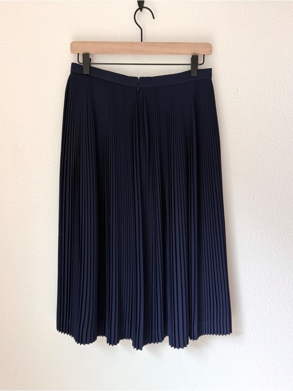 J. Crew Navy Pleated Midi Skirt - Picture 2 of 7